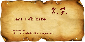 Karl Füzike névjegykártya